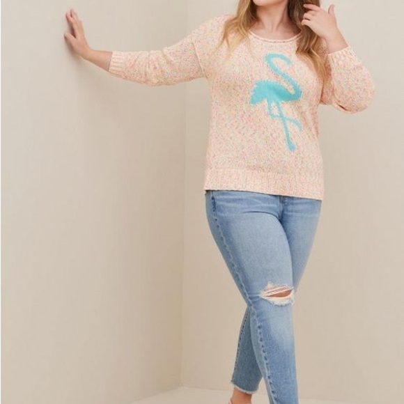 Torrid Flamingo marled cotton Pullover Sweater - Picture 6 of 9